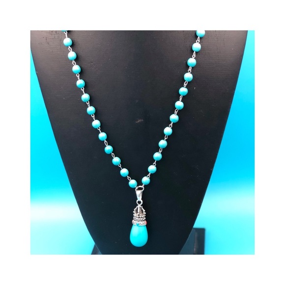 NWT TURQUOISE LONG NECKLACE HANDMADE! - Picture 3 of 8